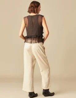 Nicoli Trousers<Ecru Straight Trousers Crudos