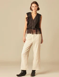 Nicoli Trousers<Ecru Straight Trousers Crudos