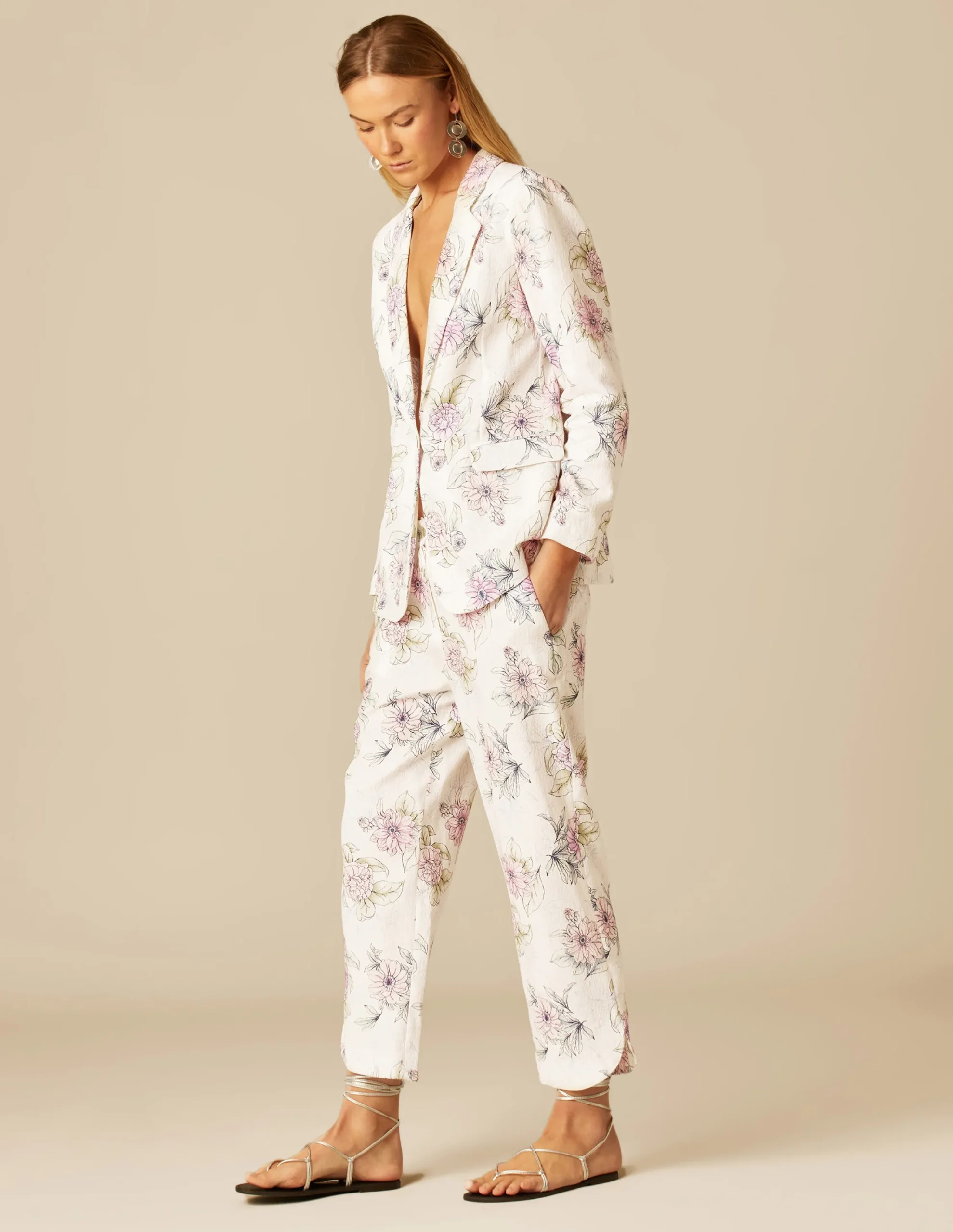 Nicoli Trousers<FLORAL TROUSERS Crudos