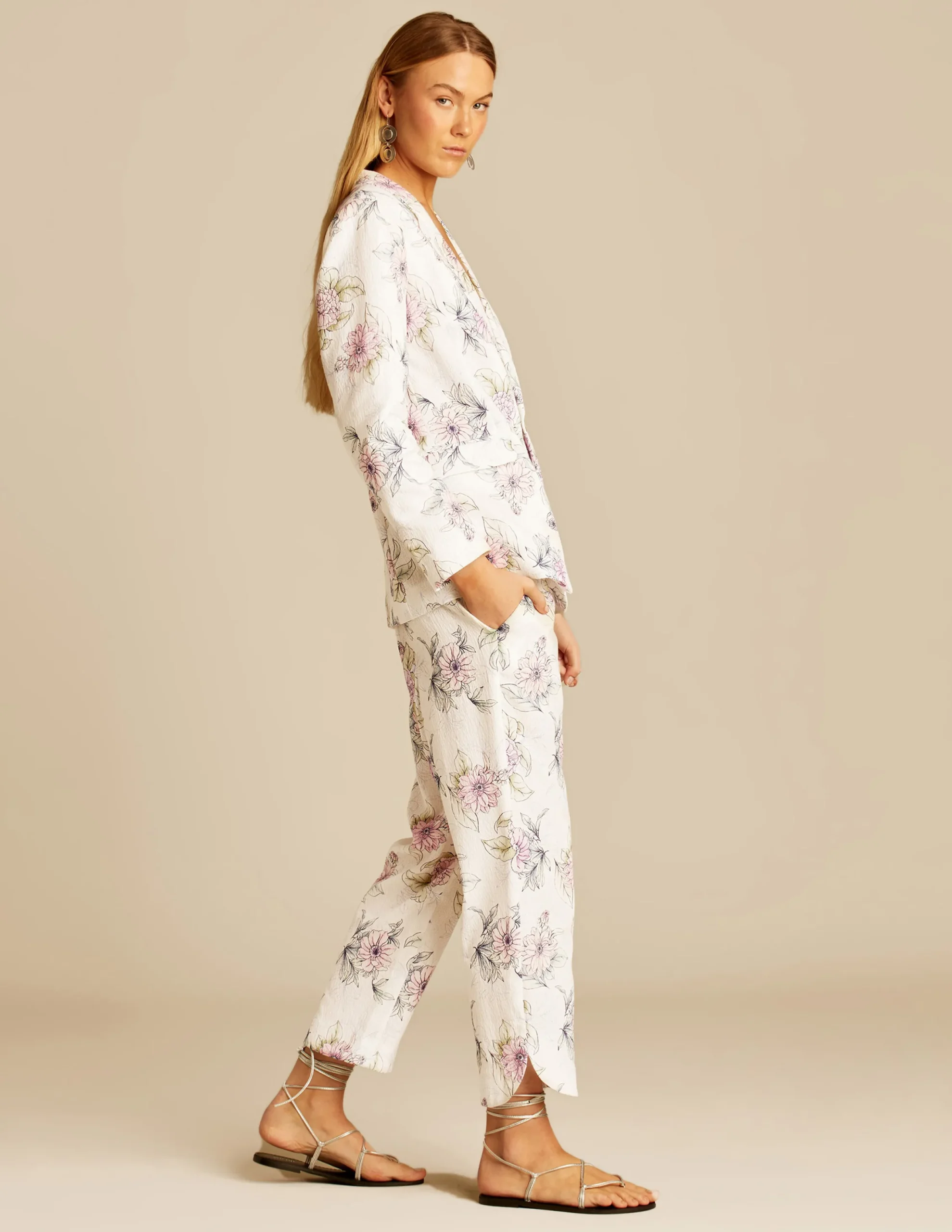 Nicoli Trousers<FLORAL TROUSERS Crudos