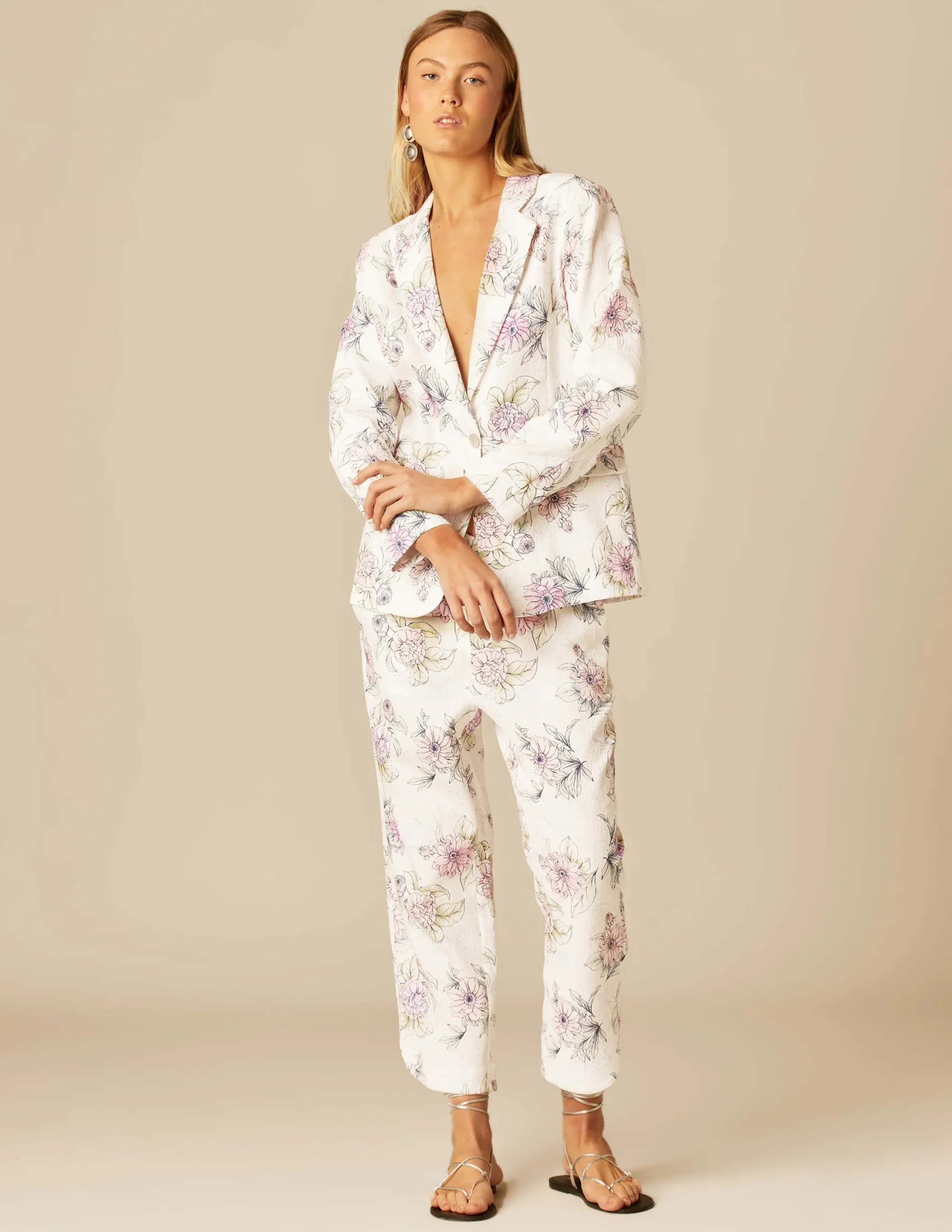 Nicoli Trousers<FLORAL TROUSERS Crudos