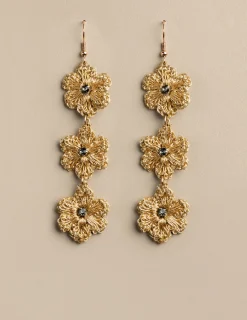 Nicoli Earrings<GOLDEN CROCHET EARRINGS Metalizados