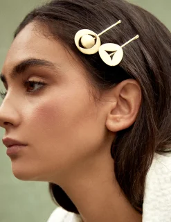 Nicoli Hair accessories<GOLDEN MOON HAIR CLIP Dorados