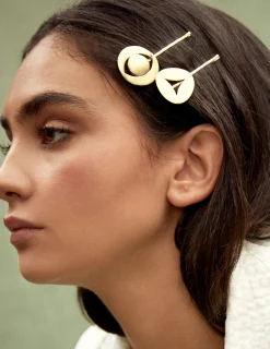 Nicoli Hair accessories<GOLDEN TRIANGLE HAIR CLIP Dorados