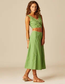 Nicoli Skirts<GREEN CONTRAST SKIRT Verdes