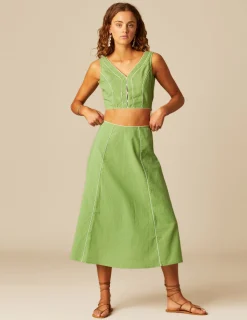 Nicoli Skirts<GREEN CONTRAST SKIRT Verdes