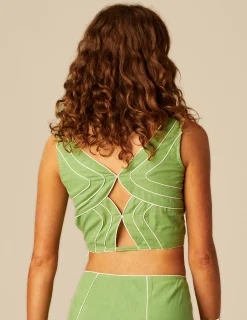 Nicoli Tops<GREEN CONTRAST TOP Verdes