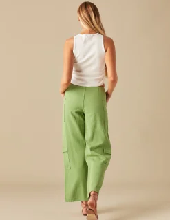 Nicoli Trousers|Denim<GREEN CROSSOVER TROUSERS Blancos