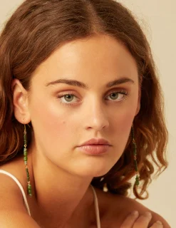 Nicoli Earrings<GREEN EARRINGS Verdes oscuros