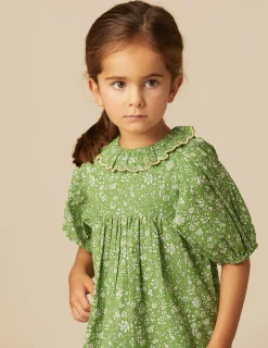 Nicoli Dresses<GREEN FLORAL DRESS Azules claros