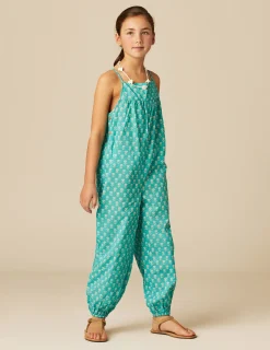 Nicoli Jumpsuits<GREEN FLORAL JUMPSUIT Verde turquesa