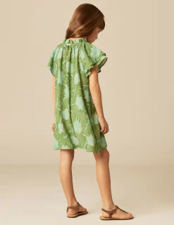 Nicoli Dresses<GREEN FLORAL PRINT DRESS Verdes