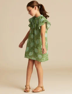 Nicoli Dresses<GREEN FLORAL PRINT DRESS Verdes