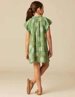Nicoli Dresses<GREEN FLORAL PRINT DRESS Verdes