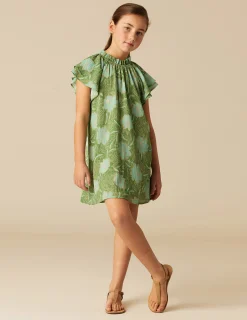 Nicoli Dresses<GREEN FLORAL PRINT DRESS Verdes