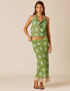 Nicoli Tops<GREEN FLORAL PRINT TOP Verdes