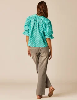 Nicoli Shirts & Blouses<GREEN FLORAL SHIRT Verde turquesa