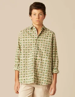 Nicoli Shirts<GREEN FLORAL SHIRT Verdes
