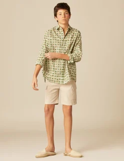Nicoli Shirts<GREEN FLORAL SHIRT Verdes