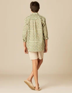 Nicoli Shirts<GREEN FLORAL SHIRT Verdes