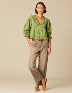 Nicoli Shirts & Blouses<GREEN FLORAL SHIRT Azules claros
