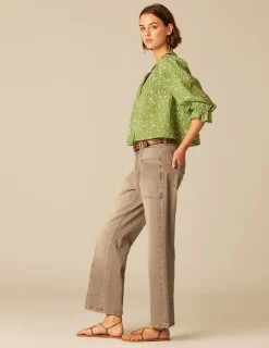 Nicoli Shirts & Blouses<GREEN FLORAL SHIRT Azules claros