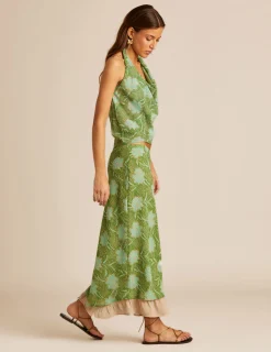 Nicoli Skirts<GREEN FLOWER PRINT SKIRT Verdes