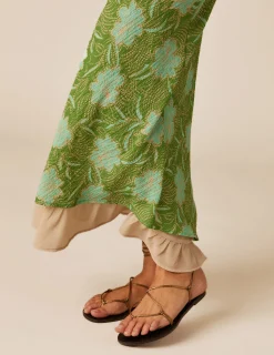 Nicoli Skirts<GREEN FLOWER PRINT SKIRT Verdes
