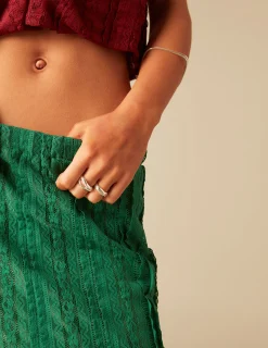 Nicoli Skirts<GREEN LACED SKIRT Verdes