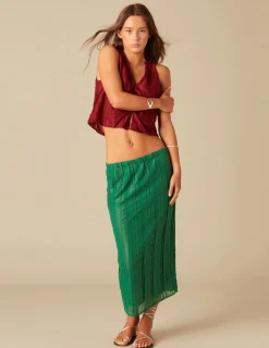 Nicoli Skirts<GREEN LACED SKIRT Verdes