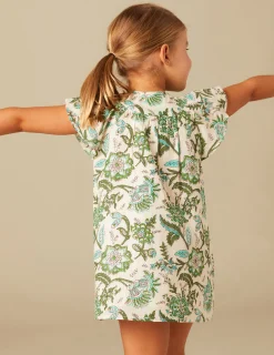 Nicoli Dresses<GREEN LUREX FLORAL DRESS Verdes