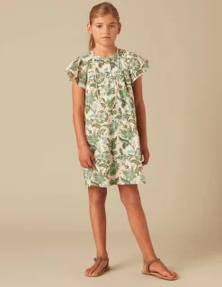 Nicoli Dresses<GREEN LUREX FLORAL DRESS Verdes