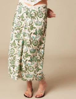 Nicoli Skirts<GREEN LUREX FLORAL SKIRT Verdes