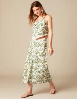 Nicoli Skirts<GREEN LUREX FLORAL SKIRT Verdes