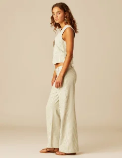 Nicoli Trousers<GREEN LUREX STRIPED TROUSERS Verdes