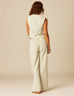 Nicoli Trousers<GREEN LUREX STRIPED TROUSERS Verdes