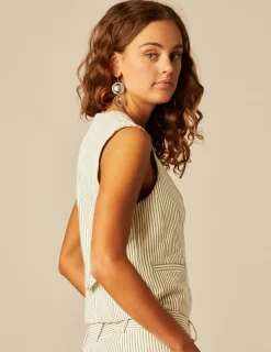 Nicoli Waistcoats<GREEN LUREX STRIPED VEST Verdes