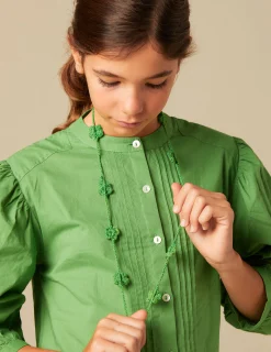 Nicoli Shirts<GREEN PIN-TUCK SHIRT Verdes