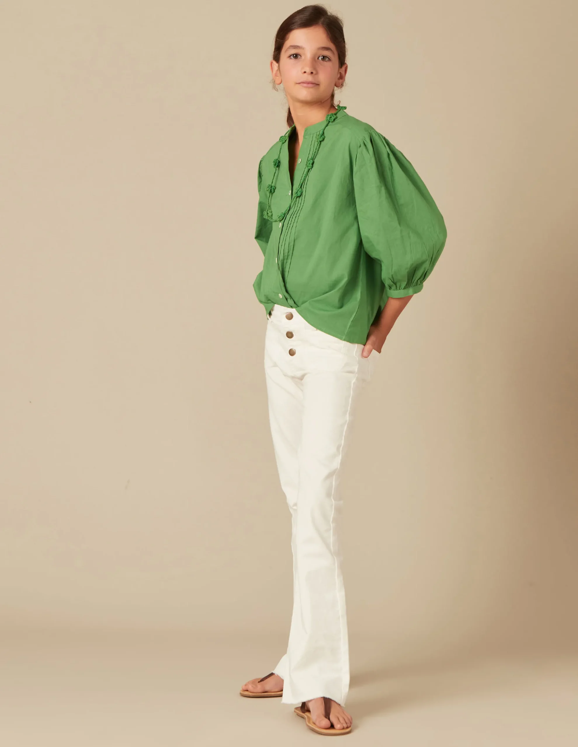 Nicoli Shirts<GREEN PIN-TUCK SHIRT Verdes