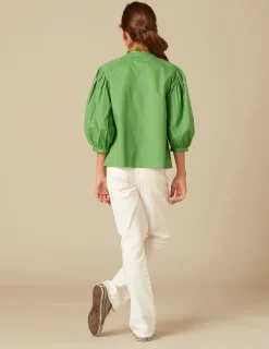 Nicoli Shirts<GREEN PIN-TUCK SHIRT Verdes