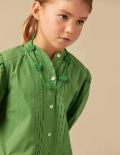 Nicoli Shirts<GREEN PIN-TUCK SHIRT Verdes