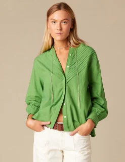 Nicoli Shirts & Blouses<GREEN PIN-TUCK SHIRT Azules oscuros