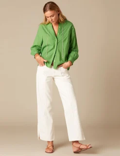 Nicoli Shirts & Blouses<GREEN PIN-TUCK SHIRT Azules oscuros