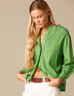 Nicoli Shirts & Blouses<GREEN PIN-TUCK SHIRT Azules oscuros