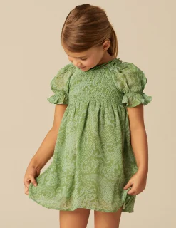 Nicoli Dresses<GREEN PRINT DRESS Verdes