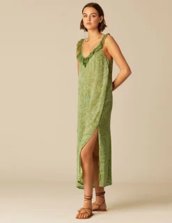 Nicoli Dresses<GREEN PRINT DRESS Verdes