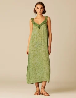 Nicoli Dresses<GREEN PRINT DRESS Verdes