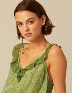 Nicoli Dresses<GREEN PRINT DRESS Verdes