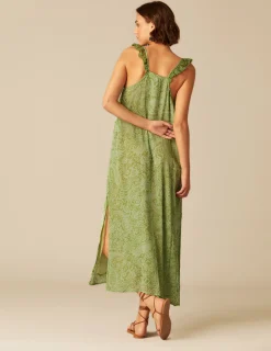 Nicoli Dresses<GREEN PRINT DRESS Verdes