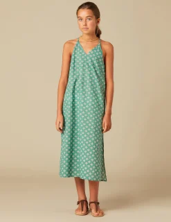 Nicoli Dresses<GREEN PRINT DRESS Verde turquesa